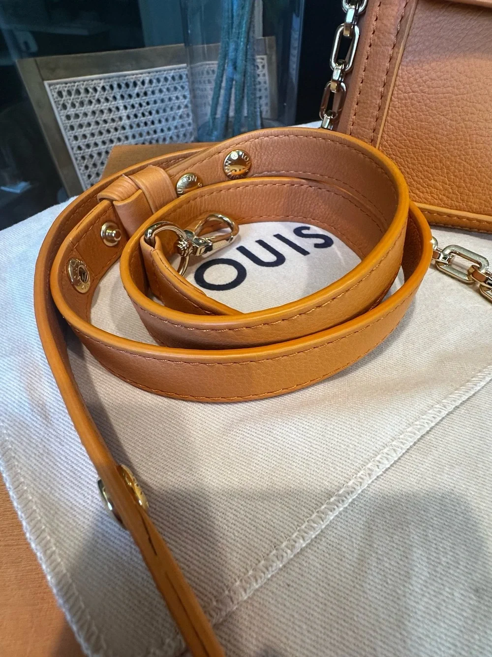 Louis Vuitton Dauphine Soft Orange Leather Bag